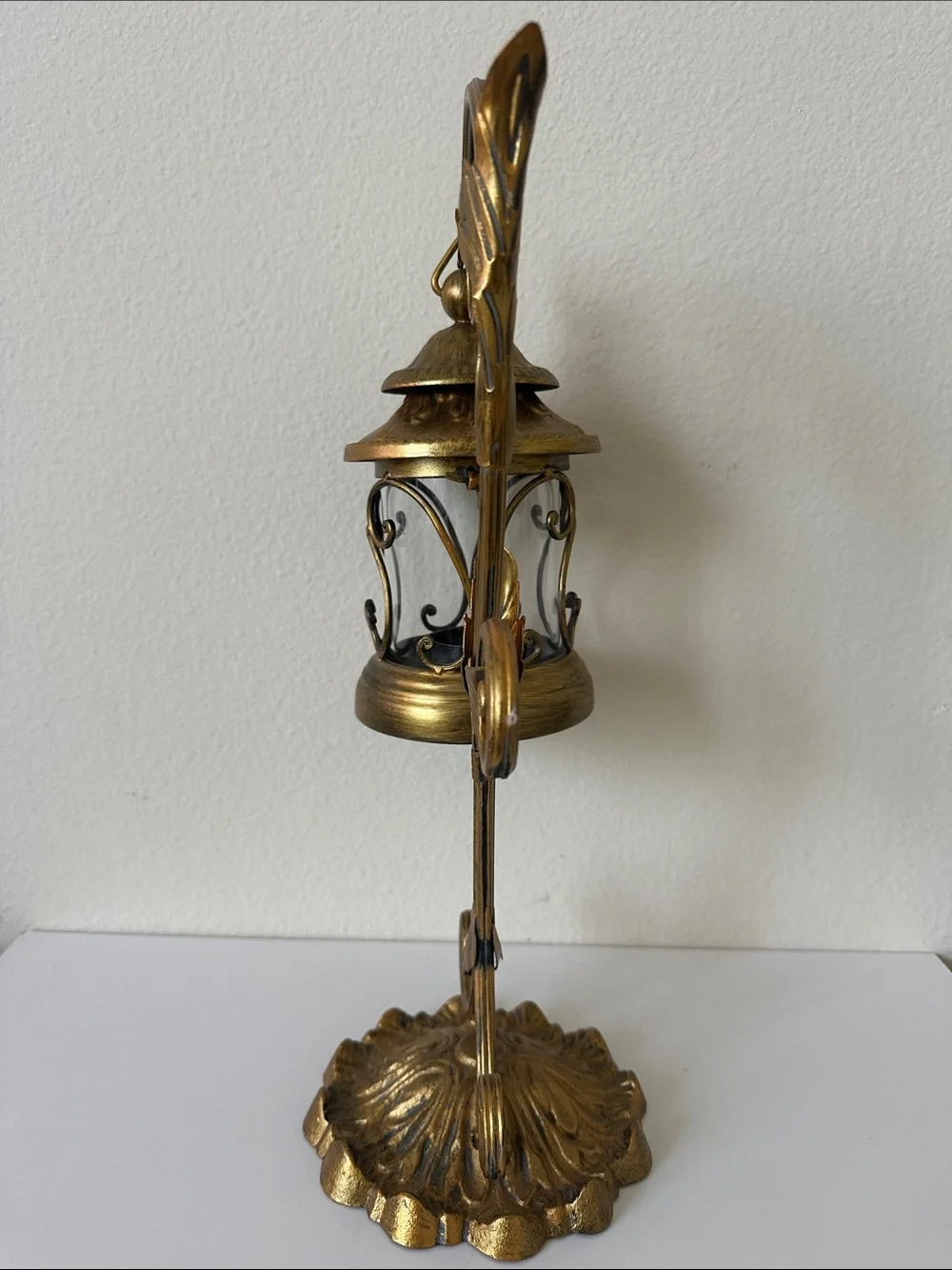 Vintage Style Gold Ornate Hanging Lantern Accent Candle Holder
